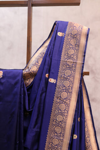 Dark Blue Banarasi Silk Saree-SRDBBSS3404