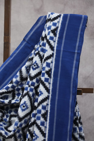 White & Black Pochampalli Cotton Ikat Saree - SRWBPCIS296 (RD59)