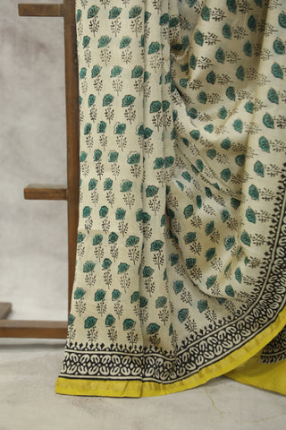 Cream HBP Cotton Silk Saree With Chanderi Border - SRCCSS909