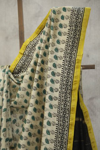 Cream HBP Cotton Silk Saree With Chanderi Border - SRCCSS909