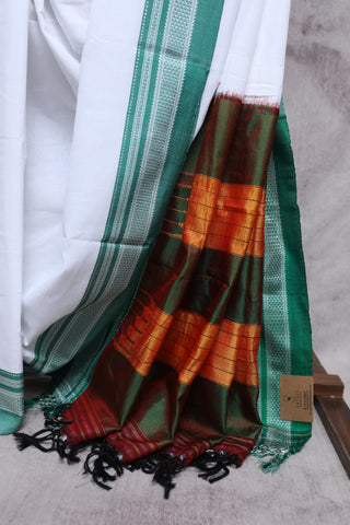 White Cotton Ilkal Saree -SRWCIS322