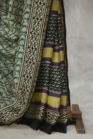 Green HBP Cotton Silk Saree With Chanderi Border - SRGCSS907