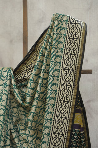 Green HBP Cotton Silk Saree With Chanderi Border - SRGCSS907