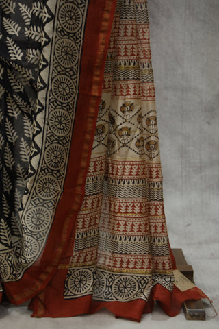 Black HBP Cotton Silk Saree With Chanderi Border - SRBCSS866