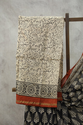 Black HBP Cotton Silk Saree With Chanderi Border - SRBCSS866