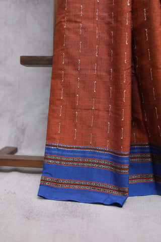 Brown Cotton Ilkal Saree with Gayatri Bordar -SRBCIS315