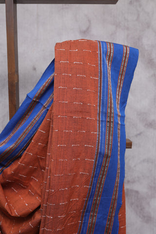 Brown Cotton Ilkal Saree with Gayatri Bordar -SRBCIS315