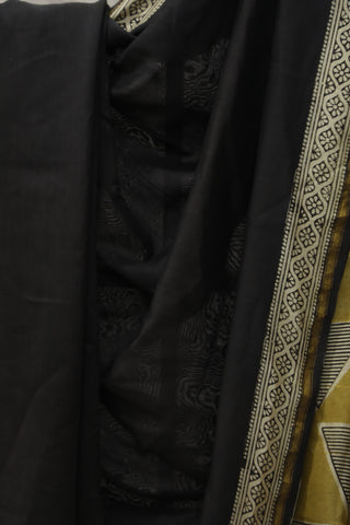 Black HBP Cotton Silk Saree With Chanderi Border - SRBCSS923