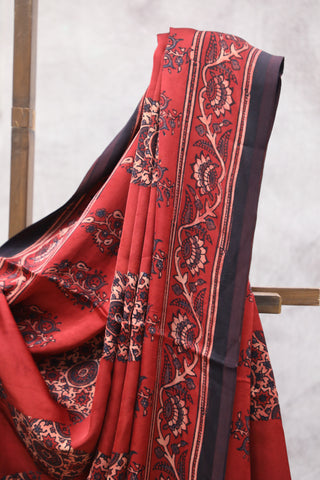 Maroon Ajrakh Print Modal Silk Saree - SRMAPMSS02EX (RD53)