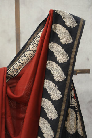 Red HBP Cotton Silk Saree With Chanderi Border - SRRCSS773