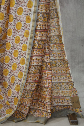 White HBP Cotton Silk Saree With Chanderi Border - SRWCSS774