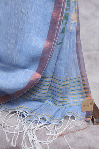 Light Blue Linen Jamdani Saree -SRLBLJS225