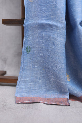 Light Blue Linen Jamdani Saree -SRLBLJS225