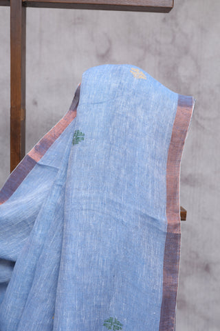 Light Blue Linen Jamdani Saree -SRLBLJS225