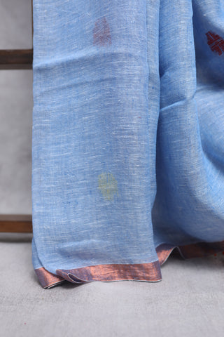 Light Blue Linen Jamdani Saree -SRLBLJS224