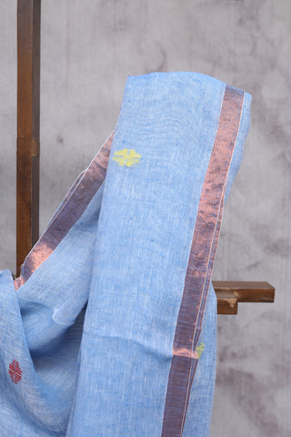 Light Blue Linen Jamdani Saree -SRLBLJS224