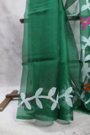 Green Muslin Jamdani Saree- SRGMJS05EX
