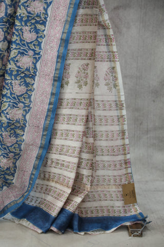 Blue HBP Cotton Silk Saree With Chanderi Border - SRBCSS776