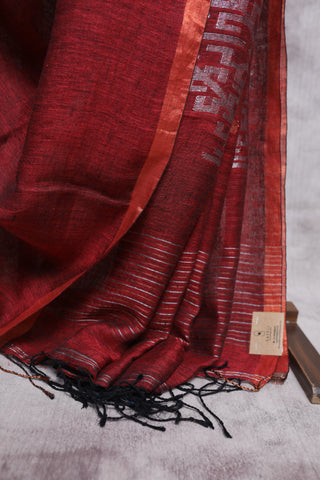 Red Linen Jamdani Saree -SRRLJS223