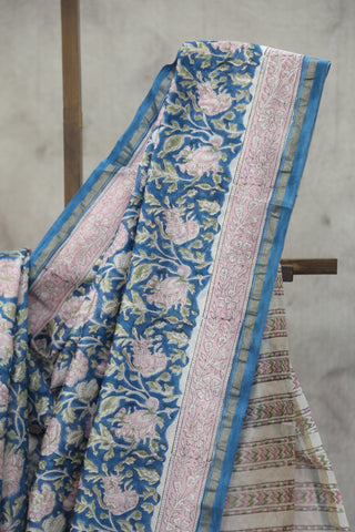 Blue HBP Cotton Silk Saree With Chanderi Border - SRBCSS776