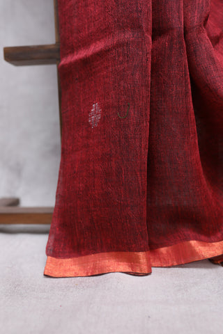 Red Linen Jamdani Saree -SRRLJS223