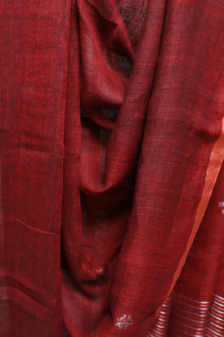 Red Linen Jamdani Saree -SRRLJS222