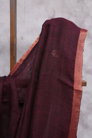 Wine Linen Jamdani Saree -SRWLJS221