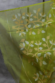 Neon Green Muslin Jamdani Saree- SRNGMJS09EX
