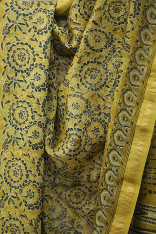 Yellow HBP Cotton Silk Saree With Maheshewari Border - SRYCSS900