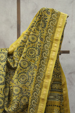 Yellow HBP Cotton Silk Saree With Maheshewari Border - SRYCSS900