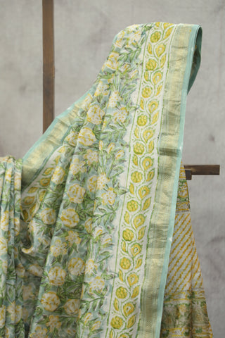 Mint HBP Cotton Silk Saree With Maheshwari Border - SRMCSS796