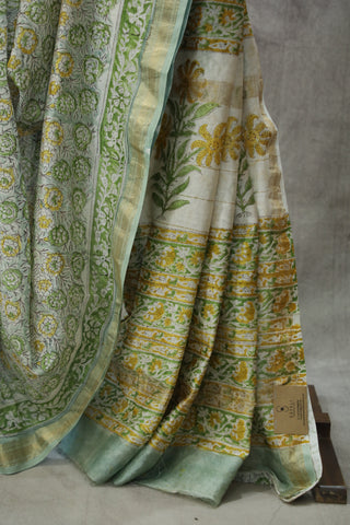 Mint HBP Cotton Silk Saree With Maheshwari Border - SRMCSS794