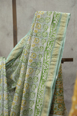 Mint HBP Cotton Silk Saree With Maheshwari Border - SRMCSS794