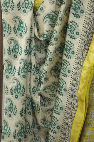 Cream HBP Cotton Silk Saree With Maheshwari Border - SRCCSS793