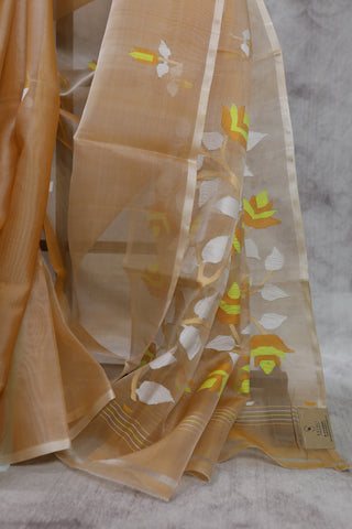 Beige Muslin Jamdani Saree- SRBMJS21EX