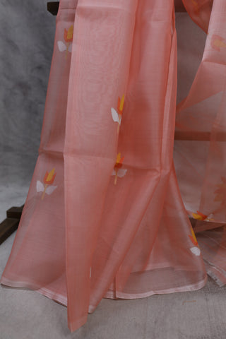 Peach Muslin Jamdani Saree- SRPMJS02EX