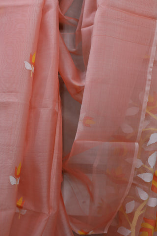 Peach Muslin Jamdani Saree- SRPMJS02EX