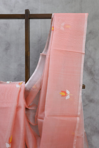 Peach Muslin Jamdani Saree- SRPMJS02EX