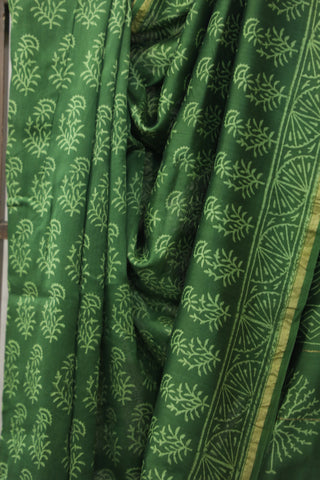 Green HBP Cotton Silk Saree With Chanderi Border - SRGCSS780