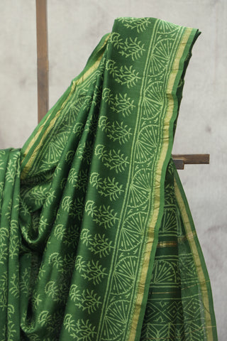 Green HBP Cotton Silk Saree With Chanderi Border - SRGCSS780