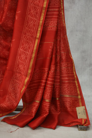 Red HBP Cotton Silk Saree With Chanderi Border - SRRCSS782