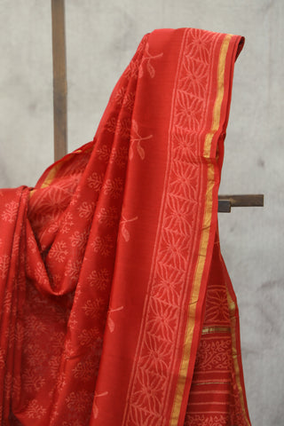 Red HBP Cotton Silk Saree With Chanderi Border - SRRCSS782