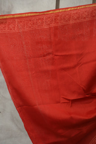 Red HBP Cotton Silk Saree With Chanderi Border - SRRCSS782