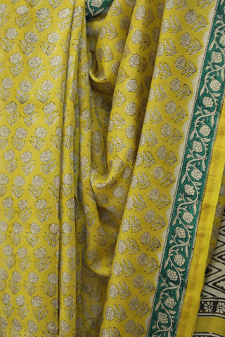 Yellow HBP Cotton Silk Saree With Chanderi Border - SRYCSS784