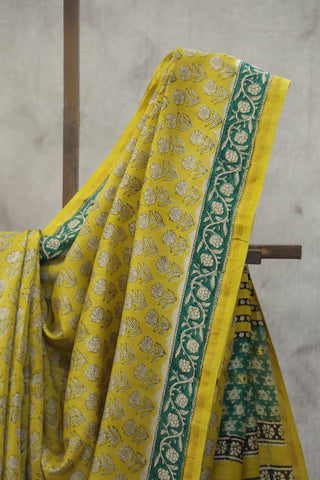 Yellow HBP Cotton Silk Saree With Chanderi Border - SRYCSS784