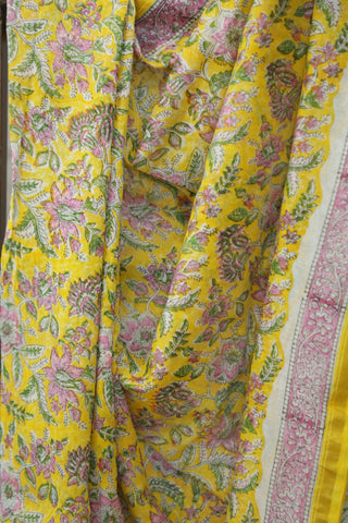 Yellow HBP Cotton Silk Saree With Chanderi Border - SRYCSS785