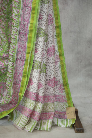 Green HBP Cotton Silk Saree With Chanderi Border - SRGCSS787