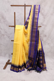 Yellow Cotton Gadwal Saree - SRYCGS93