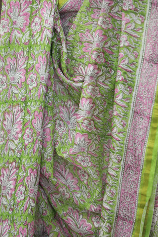 Green HBP Cotton Silk Saree With Chanderi Border - SRGCSS787