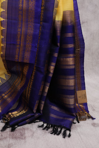 Yellow Cotton Gadwal Saree - SRYCGS93